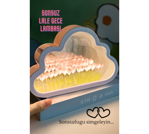 Sonsuz Lale Aynalı Gece Lambası (KURULU)