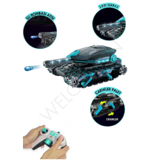 Su Bombası Tankı RC Tank Oyuncak 2.4G Uzaktan Kumanda Tankı 4WD RC Paletli Su Bombası Savaş Tankı