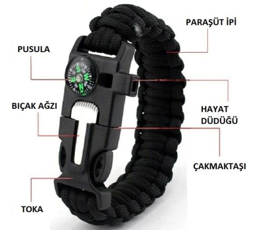 Survival Kamp Bileklik  Düdük Çok Amaçlı