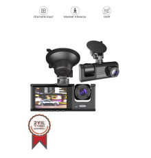 TA-01 Siyah 1080p Araç içi 3 Kameralı Lcd Ekranlı Gece Görüşlü , G-sensör , Geri Görüş Kamera