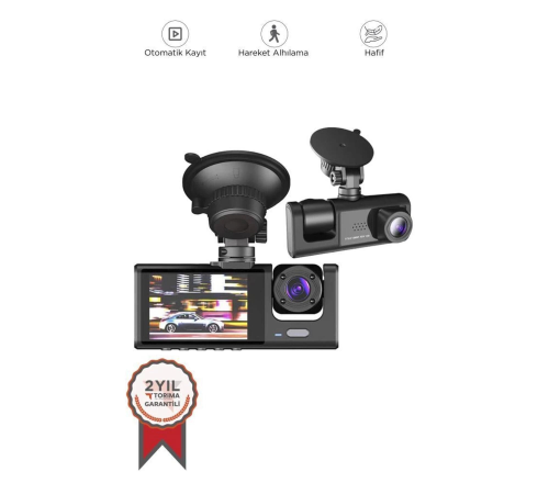 TA-01 Siyah 1080p Araç içi 3 Kameralı Lcd Ekranlı Gece Görüşlü , G-sensör , Geri Görüş Kamera TA-01 Siyah 1080p Araç içi 3 Kameralı Lcd Ekranlı Gece Görüşlü , G-sensör , Geri Görüş Kamera