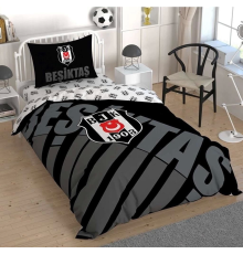 Taç Lisanslı Beşiktaş Siyah Logo Tek Kişilik Nevresim Takımı