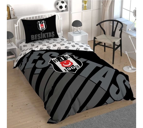 Taç Lisanslı Beşiktaş Siyah Logo Tek Kişilik Nevresim Takımı Taç Lisanslı Beşiktaş Siyah Logo Tek Kişilik Nevresim Takımı