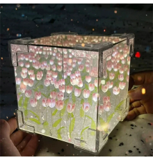 Tatlı Sonsuz Lale Küp Gece Lambası Laleli Masa Lambası Kendin Yap DIY