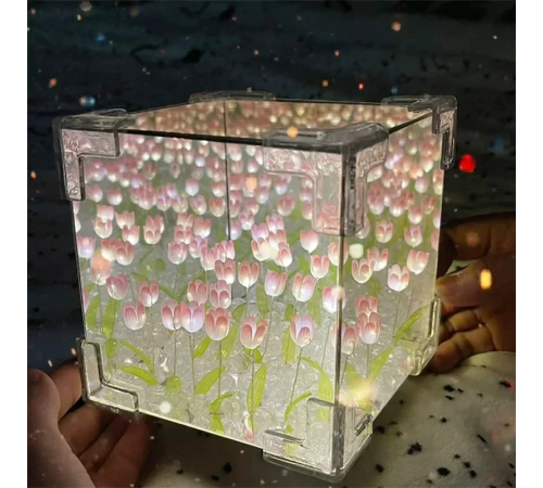 Tatlı Sonsuz Lale Küp Gece Lambası Laleli Masa Lambası Kendin Yap DIY