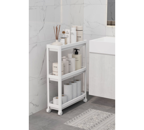 Tekerlekli 3 Katlı Çok Amaçlı Raf Ünitesi - Banyo Mutfak Düzenleyici Organizer Raf