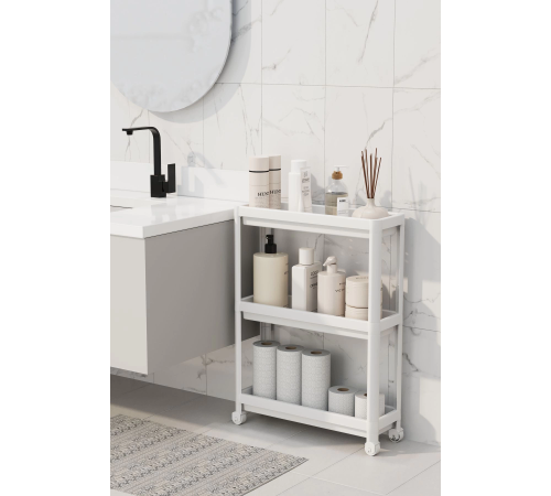 Tekerlekli 3 Katlı Çok Amaçlı Raf Ünitesi - Banyo Mutfak Düzenleyici Organizer Raf