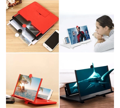 Telefon ve Tablet Ekran Büyütücü Aparat Kırmızı Telefon ve Tablet Ekran Büyütücü Aparat Kırmızı