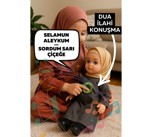 Tesettürlü Meryem Bebek Sesli Dua ve İlahi Söyleyen İnteraktif Maneviyat Geliştirici Oyuncak Bebek Tesettürlü Meryem Bebek Sesli Dua ve İlahi Söyleyen İnteraktif Maneviyat Geliştirici Oyuncak Bebek