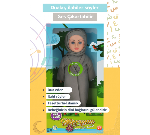 Tesettürlü Meryem Bebek Sesli Dua ve İlahi Söyleyen İnteraktif Maneviyat Geliştirici Oyuncak Bebek Tesettürlü Meryem Bebek Sesli Dua ve İlahi Söyleyen İnteraktif Maneviyat Geliştirici Oyuncak Bebek
