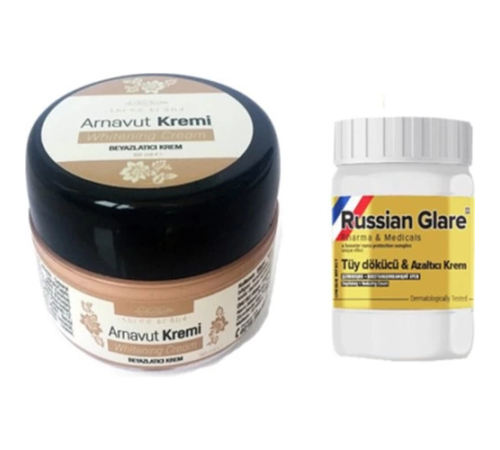 Three Brand 50 ml Arnavut Aklık Kremi 1 Ad + Russıan Glare Tüy Dökücü Azaltıcı Merhem 50ML 1 Ad