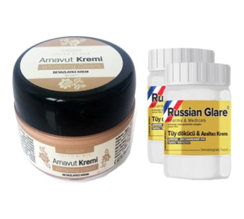 Three Brand 50 ml Arnavut Aklık Kremi 1 Ad + Russıan Glare Tüy Dökücü Azaltıcı Merhem 50 ml 2 Ad - 000031KI