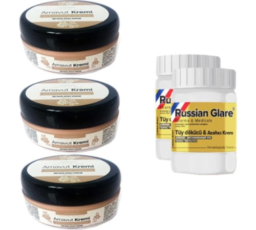 Three Brand 50 ml Arnavut Aklık Kremi 2 Ad + Russıan Glare Tüy Dökücü Azaltıcı Merhem 50 ml 3 Ad Three Brand 50 ml Arnavut Aklık Kremi 2 Ad + Russıan Glare Tüy Dökücü Azaltıcı Merhem 50 ml 3 Ad
