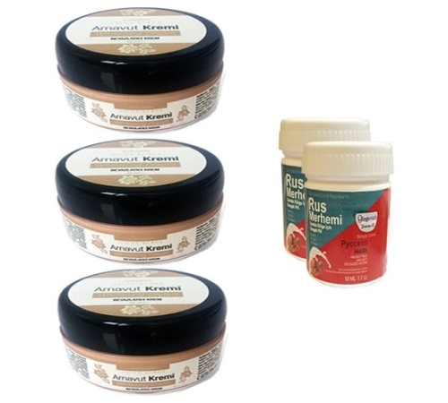 Three Brand Arnavut Kremi 3 Adet + Rus Merhemi 50 ml 2 Adet Three Brand Arnavut Kremi 3 Adet + Rus Merhemi 50 ml 2 Adet