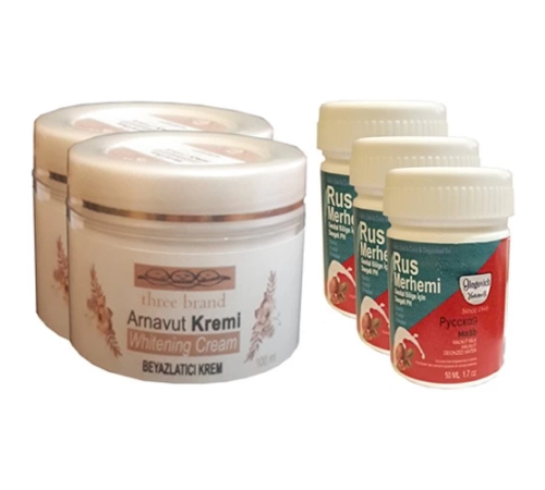 Three Brand Vücut Kremi 100 ml Arnavut Kremi 2 Adet + Rus Merhemi 50 ml 3 Adet Three Brand Vücut Kremi 100 ml Arnavut Kremi 2 Adet + Rus Merhemi 50 ml 3 Adet