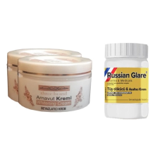 Three Brand Whitening Cream 100 ml Arnavut Kremi Aklık Kremi 2 Adet + Russıan Glare Tüy Dökücü Azaltıcı Merhem 50 ml
