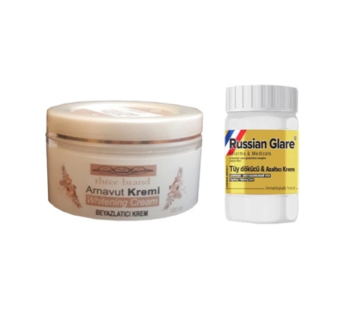 Three Brand Whitening Cream 100 ml Arnavut Kremi Aklık Kremi + Russıan Glare Tüy Dökücü Azaltıcı Merhem 50 ml 1 Three Brand Whitening Cream 100 ml Arnavut Kremi Aklık Kremi + Russıan Glare Tüy Dökücü Azaltıcı Merhem 50 ml 1