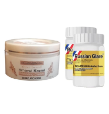 Three Brand Whitening Cream 100 ml Arnavut Kremi Aklık Kremi + Russıan Glare Tüy Dökücü Azaltıcı Merhem 50 ml 2 Adet