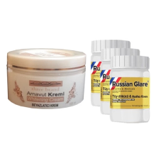 Three Brand Whitening Cream 100 ml Arnavut Kremi Aklık Kremi + Russıan Glare Tüy Dökücü Azaltıcı Merhem 50 ml 3 Adet