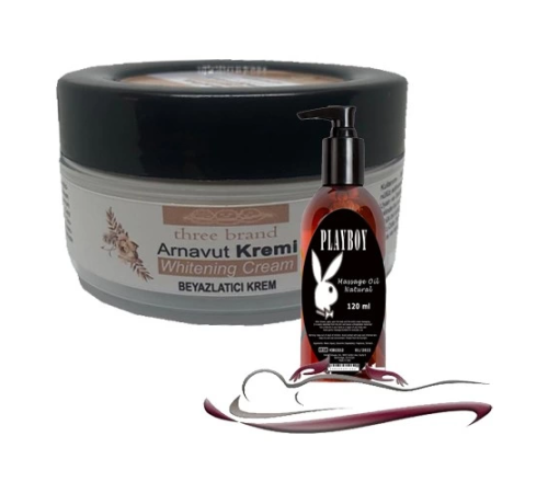 Three Brand Whitening Cream 4 Adet Arnavut Kremi 50ML Aklık Kremi Ile 120ML Etkili  Masaj Yağı