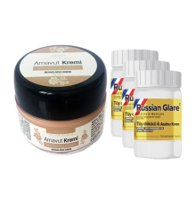 Three Brand Whitening Cream 50 ml Arnavut Kremi Aklık Kremi 1 Adet + Russıan Glare Tüy Dökücü Azaltıcı Merhem 50ML 3 Adet