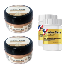Three Brand Whitening Cream 50 ml Arnavut Kremi Aklık Kremi 2 Adet + Russıan Glare Tüy Dökücü Azaltıcı Merhem 50ML 2 Adet