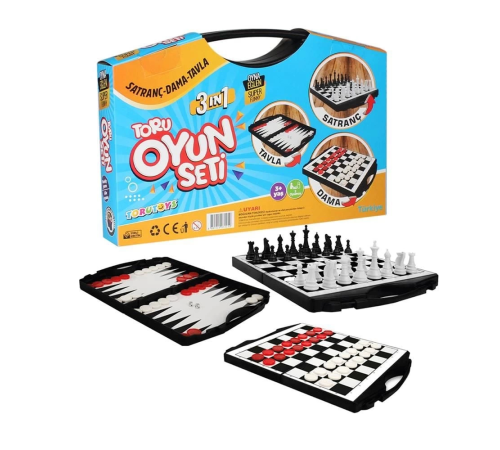 Toru 3 in 1 Çantalı Oyun Seti Satranç-Dama-Tavla