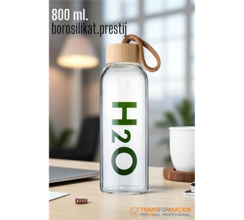 Transformacion Cam Matara - 800 Ml Bambu Kapaklı Borosilikat Cam Matara - Ofis Matarası Transformacion Cam Matara - 800 Ml Bambu Kapaklı Borosilikat Cam Matara - Ofis Matarası