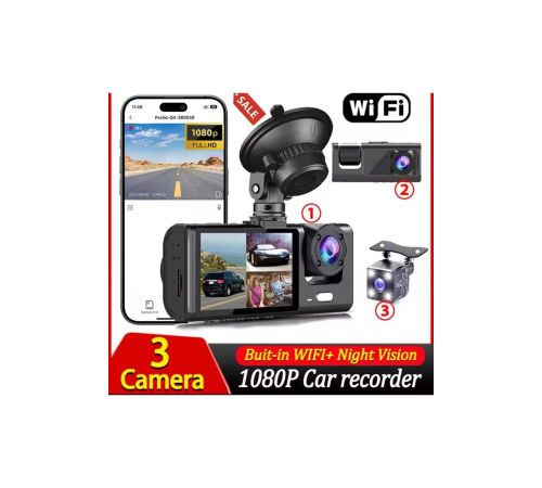 Üç Kameralı Wi‑Fi Araç İçi Kamera – GPS Takip & G-Sensor Özellikli Güvenlik Çözümü Üç Kameralı Wi‑Fi Araç İçi Kamera – GPS Takip & G-Sensor Özellikli Güvenlik Çözümü