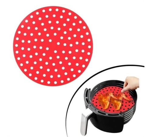 BX Renkli Isıya Dayanıklı Yıkanılabilir Silikon Fırın Ve Airfryer Yuvarlak Pişirme Matı 20 Cm