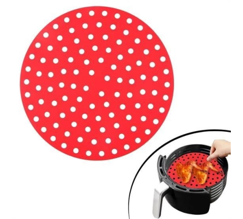 BX Renkli Isıya Dayanıklı Yıkanılabilir Silikon Fırın Ve Airfryer Yuvarlak Pişirme Matı 23 Cm