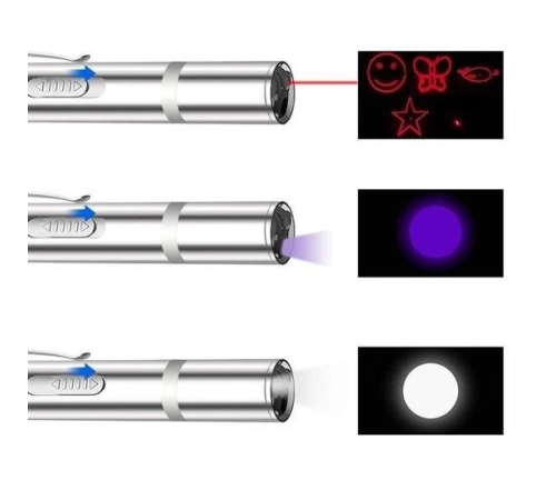 Usb İle Şarj Edilebilen 3In 1 Kırmızı Işık +Beyaz Led Meşale Işık + Uv El Feneri Kedi Lazeri Usb İle Şarj Edilebilen 3In 1 Kırmızı Işık +Beyaz Led Meşale Işık + Uv El Feneri Kedi Lazeri