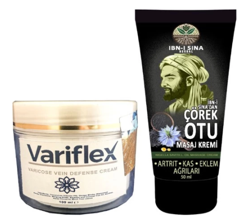 Variflex 100 ml Bacak Krem + Ibn-i Sina Çörek Otu Kremi 50 ml Sırt Bel Kas Diz Iskelet Teskin Edici Masaj Kremi Variflex 100 ml Bacak Krem + Ibn-i Sina Çörek Otu Kremi 50 ml Sırt Bel Kas Diz Iskelet Teskin Edici Masaj Kremi