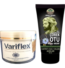 Variflex 100 ml Bacak Kremi + Ibn-i Sina Çörek Otu Kremi 50 ml Sırt Bel Kas Diz Teskin Edici Masaj Kremi