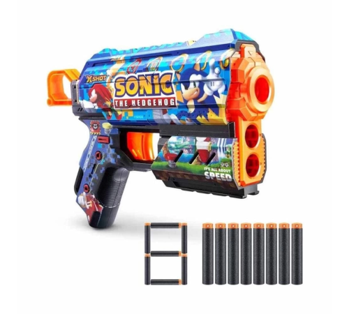 X-Shot Skins Flux Sonic The Hedgehog 8 Mermili Sünger Dart Atan Silah 21 cm