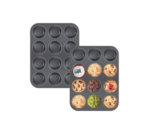 2'Lİ SET Muffin Kalıbı 12li Fırın Mini Kek Browni Kekstra Kalıbı Cupcake Kapsülü