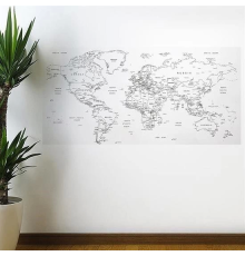 Yazılabilir Dünya Haritası Manyetik Duvar Stickerı 110 x 56 cm