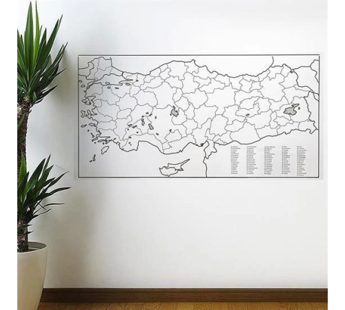 Yazılabilir Türkiye Haritası Manyetik Duvar Stickerı 110 x 56 cm Yazılabilir Türkiye Haritası Manyetik Duvar Stickerı 110 x 56 cm