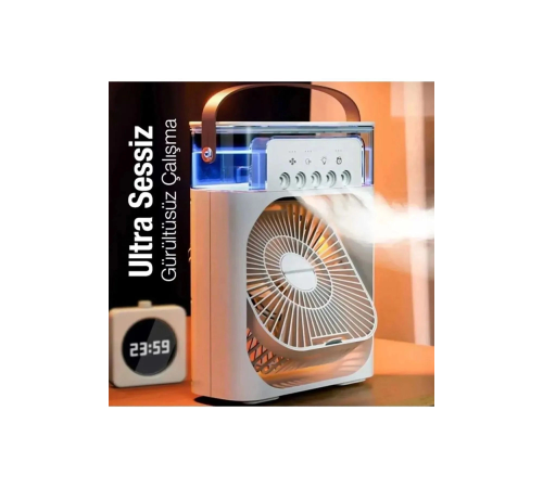 Yeni Işıklı 600ml 5 Spreyli Vantilatör Buzlu Buharlı Mini Klima Fan