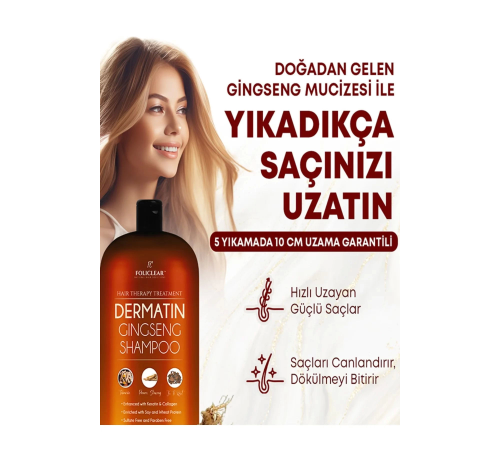 Yıkadıkça Saçları Uzatan Dökülmeyi Engelleyen Dermatın Gingseng Mucizesi Shampoo 500 ML x 3 Adet