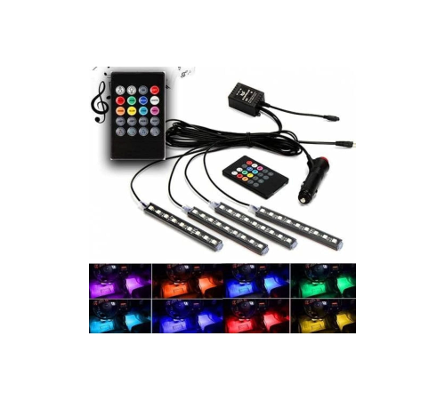 4 Parçalı Uzaktan Kumandalı Ayak Altı Aydınlatma 12 Led Çok Renkli Müzikli Araba Ledi 4 Parçalı Uzaktan Kumandalı Ayak Altı Aydınlatma 12 Led Çok Renkli Müzikli Araba Ledi