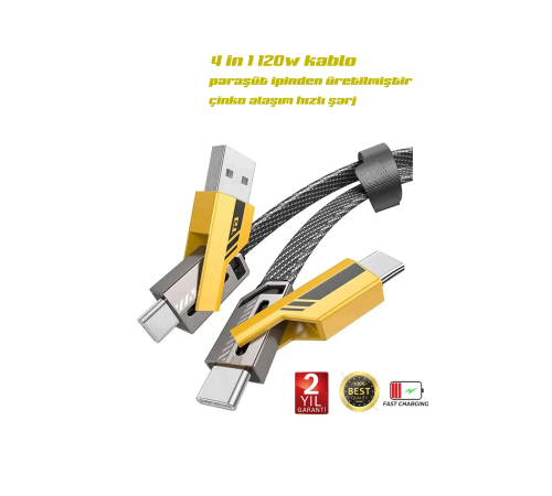 4in1 PD 65 Watt Type-C/27 Watt iPhone Halat Örgü Kırılmaz Uç 1MT Hızlı Şarj ve Data Kablosu fp98 4in1 PD 65 Watt Type-C/27 Watt iPhone Halat Örgü Kırılmaz Uç 1MT Hızlı Şarj ve Data Kablosu fp98