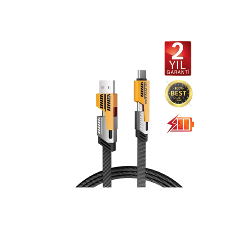 4in1 PD 65 Watt Type-C/27 Watt iPhone Halat Örgü Kırılmaz Uç 1MT Hızlı Şarj ve Data Kablosu fp98 4in1 PD 65 Watt Type-C/27 Watt iPhone Halat Örgü Kırılmaz Uç 1MT Hızlı Şarj ve Data Kablosu fp98