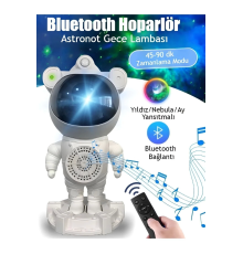 Alüminyum Taşınabilir hoparlör Astronot Bluetooth Hoparlör - Projeksiyon, Gece Lambası, RGB LED, SD