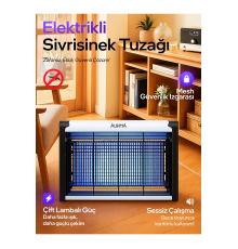 Aqm01 Çift Ampullü Elektrikli Sineklik | Sivrisinek Kovucu & Yakalama Cihazı | 30 M² Etki Alan