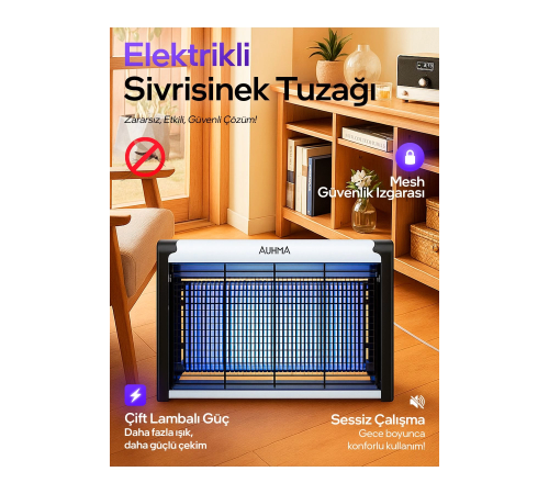 Aqm01 Çift Ampullü Elektrikli Sineklik | Sivrisinek Kovucu & Yakalama Cihazı | 30 M² Etki Alan Aqm01 Çift Ampullü Elektrikli Sineklik | Sivrisinek Kovucu & Yakalama Cihazı | 30 M² Etki Alan