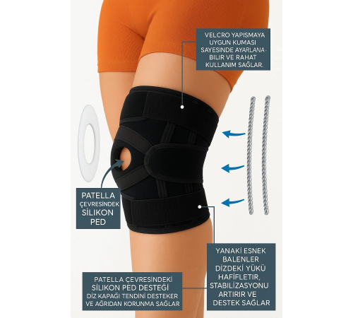 Ayarlanabilir Patella Destekli Ligamentli Menüsküs Çapraz Bağ Koruma Spor Koşu İçin Silikonlu Dizlik Ayarlanabilir Patella Destekli Ligamentli Menüsküs Çapraz Bağ Koruma Spor Koşu İçin Silikonlu Dizlik