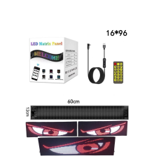 Esnek Katlanabilir Panel Led Cama Yapışır Uygulama İle Kontrol Dijital Tabela Kayar 60cm 16X96 LED