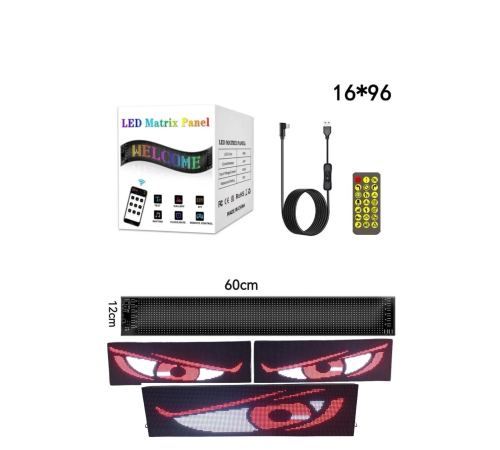Esnek Katlanabilir Panel Led Cama Yapışır Uygulama İle Kontrol Dijital Tabela Kayar 60cm 16X96 LED Esnek Katlanabilir Panel Led Cama Yapışır Uygulama İle Kontrol Dijital Tabela Kayar 60cm 16X96 LED