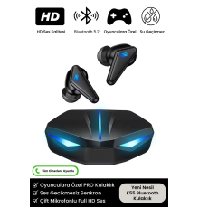 K55 Tws Pro Oyuncu Kulaklığı 3D Stereo Ses Extra Bass Işıklı Mikrofonlu Bluetooth Kablosuz Kulaklık